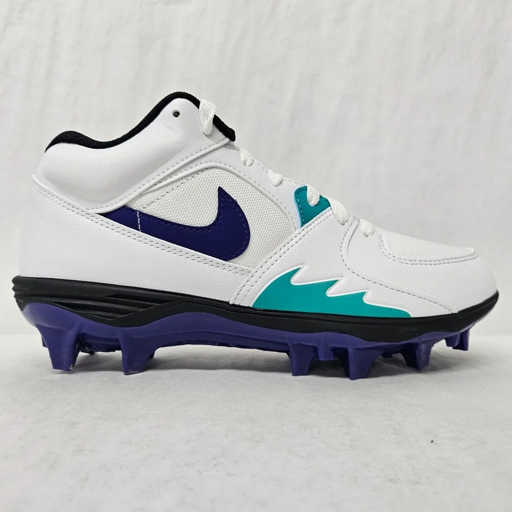 Jordan‎ Stadium 90 Low TD Football Cleats HQ0210-105 White Purple Men Size 7.5